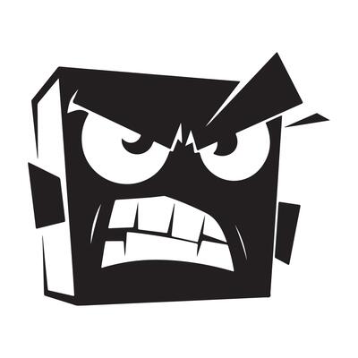 Emoticon angry face icon over white background