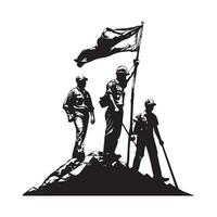 Happy labour day design concept with silhouette of workers. vector