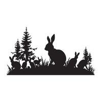 Easter Bunny Silhouette Vector, Happy Easter Bunny Silhouette vector