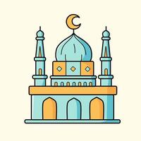 Modern line art Islamic Mosque building, clear background, Modern Mosque icon illustration. Ramadan mosque. Mosque conceptual design idea. vector