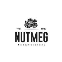 vector illustration of the nutmeg spice logo icon, nutmeg kitchen spice for the cooking industry