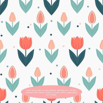 simple vector seamless pattern with different tulips. flat design style