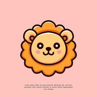 cute lion head logo design template vector