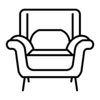 black vector armchair icon isolated on white background