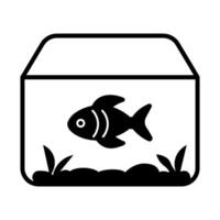 black vector aquarium icon isolated on white background