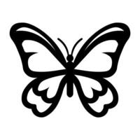 black vector butterfly icon isolated on white background