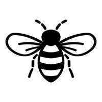 black vector bee icon isolated on white background