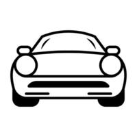 black vector car front icon isolated on white background