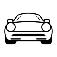 black vector car front icon isolated on white background