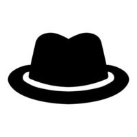 black vector fedora hat icon isolated on white background