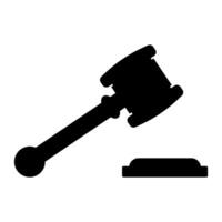 black vector gavel icon isolated on white background