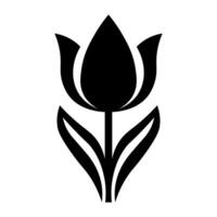 black vector tulip icon isolated on white background