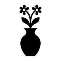 black vector vase icon isolated on white background