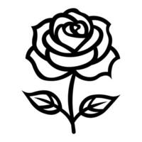 black vector rose icon isolated on white background