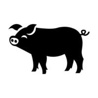 black vector pig icon isolated on white background