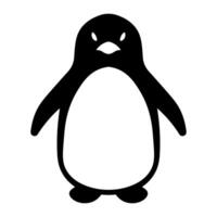 black vector penguin icon isolated on white background