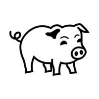 black vector pig icon isolated on white background