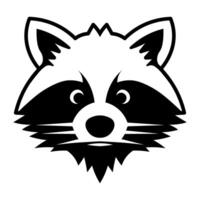 black vector raccoon icon isolated on white background