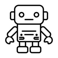 black vector robot icon isolated on white background