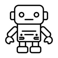 black vector robot icon isolated on white background