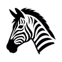 black vector zebra head icon isolated on white background