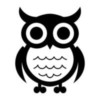 black vector owl icon isolated on white background