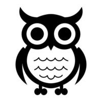 black vector owl icon isolated on white background