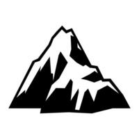 black vector mountain icon isolated on white background