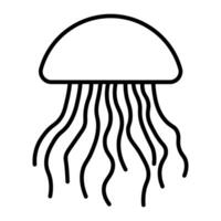 black vector jellyfish icon isolated on white background