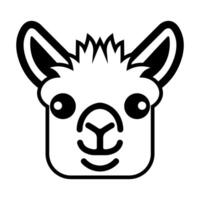 black vector llama icon isolated on white background