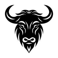 black vector yak head icon isolated on white background