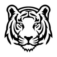 black vector tiger icon isolated on white background