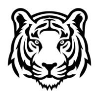 black vector tiger icon isolated on white background