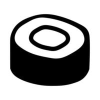 black vector sushi icon isolated on white background