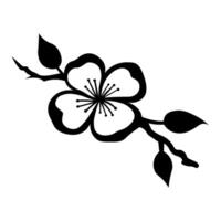 black vector sakura icon isolated on white background