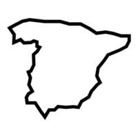 black vector spain outline map isolated on white background