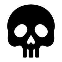 black vector skull icon isolated on white background