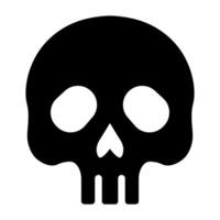 black vector skull icon isolated on white background