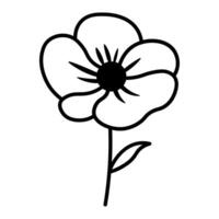 black vector poppy icon isolated on white background