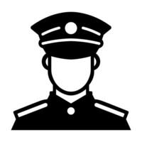 black vector policeman icon isolated on white background
