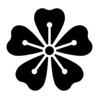 black vector sakura icon isolated on white background