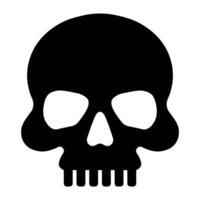 black vector skull icon isolated on white background