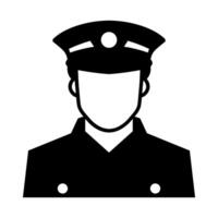 black vector policeman icon isolated on white background