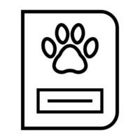 black vector pet passport icon isolated on white background