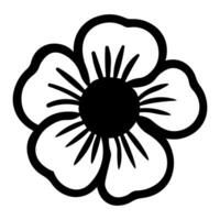 black vector poppy icon isolated on white background