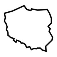 black vector poland outline map isolated on white background