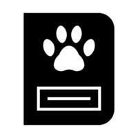 black vector pet passport icon isolated on white background