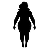 black vector curvy woman icon isolated on white background