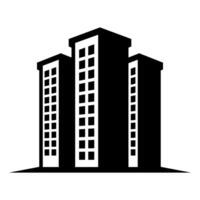 black vector apartment building icon isolated on white background