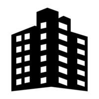 black vector apartment building icon isolated on white background